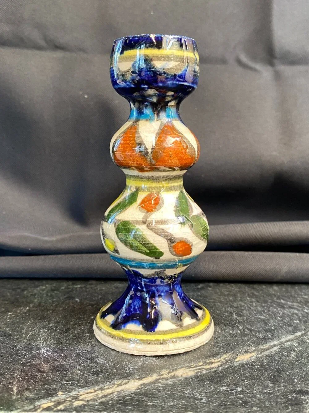 Vintage Israeli Ceramic Armenian Pottery Shabbat Candlestick Holder Jerusalem